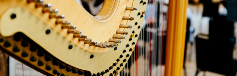 harp onstage at Aspen Music Festival